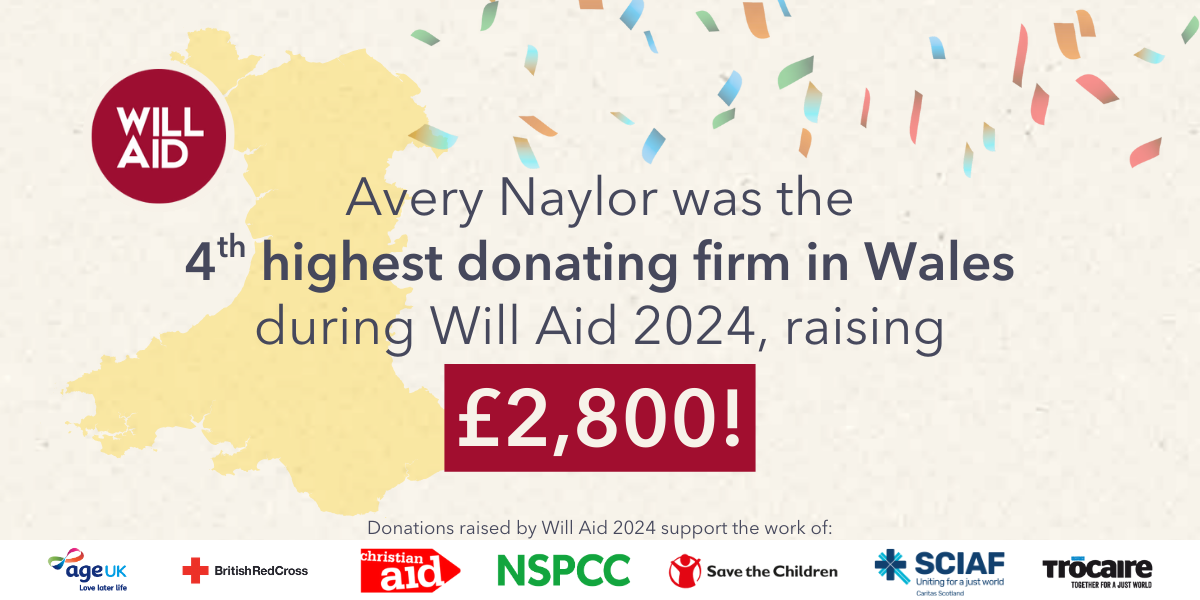 Avery Naylor was the 4th highest donating firm in Wales during Will Aid 2024, raising £2,800